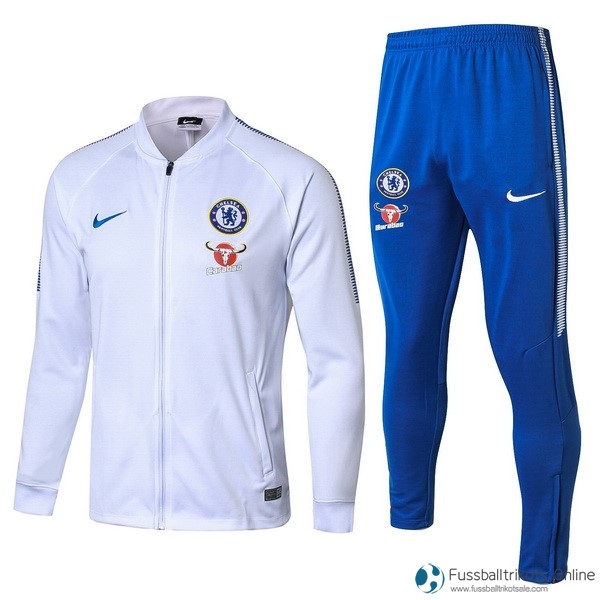 Chelsea Trainingsanzug 2017-18 Blau Licht Weiß Fussballtrikots Günstig